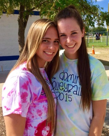 Mackenzie Steckler and Jeanette Crowder wearing their tye-dye 