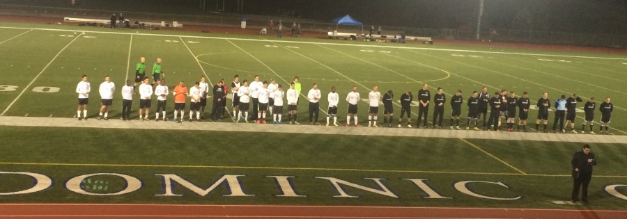 Father Nord praying before the game.