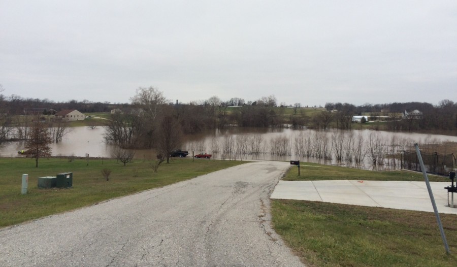 Andrew Keeteman's driveway flooded over.