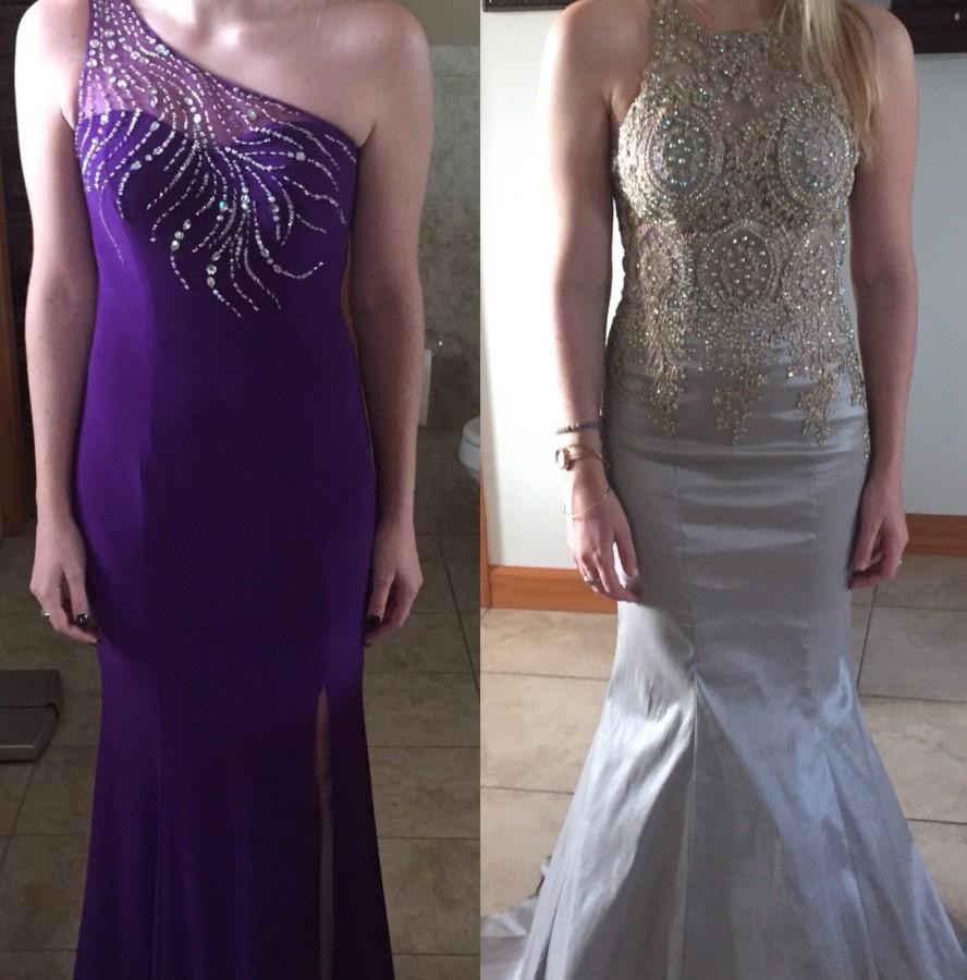 Vossenkemper's prom dress from last year (shown left) and her dress for this year (shown right).