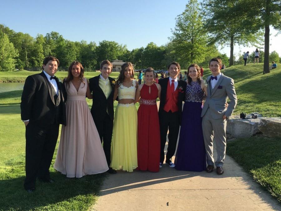 Seniors pose for a group picture at Old Hickory for their last prom.