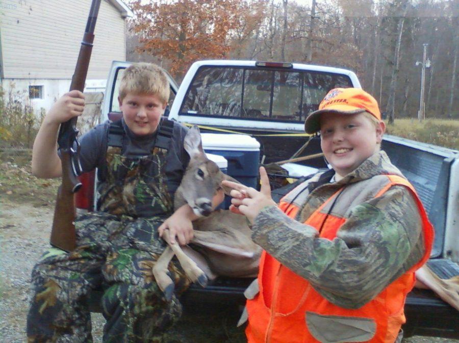 Nick Bone with his cousin and his first deer