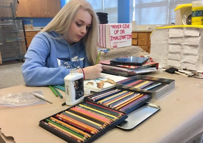 senior Cameron Forrester working on her latest project