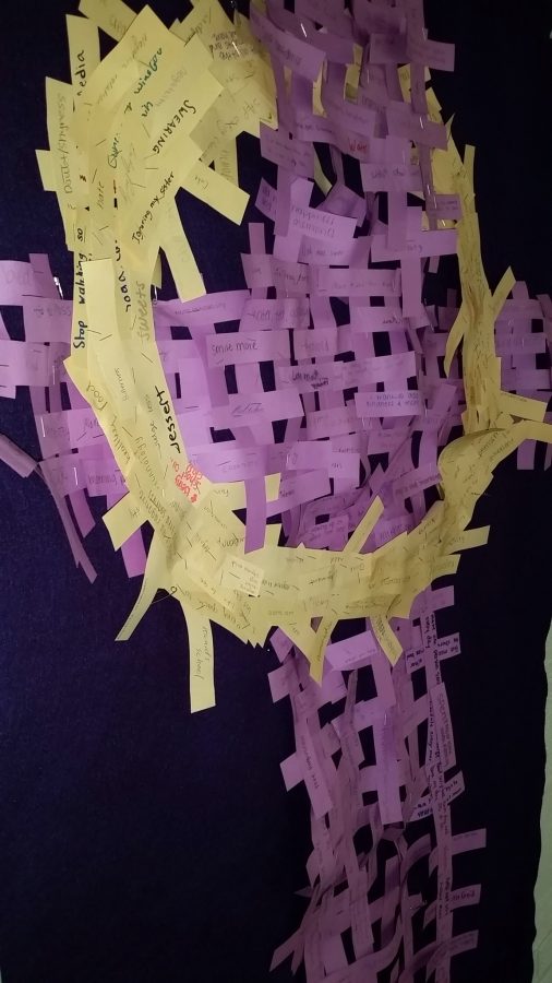 Students wrote down their Lenten promises which were formed into a cross