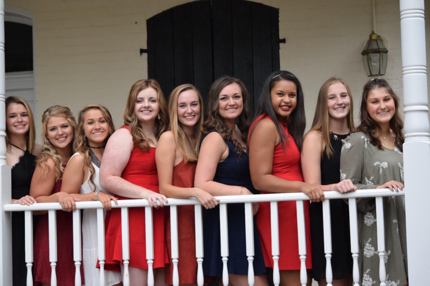 Left to right: Bailey McNamee, Liz Hawkins, Olivia Sittner, Shannon Ransom, Brynn Murray, Amber Ator, Kaitlyn Pulliam, Alexis Liszewski, Abby Summers