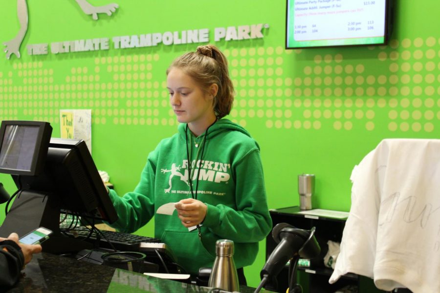 Senior Teresa Enloe on the job at Rock n' Jump