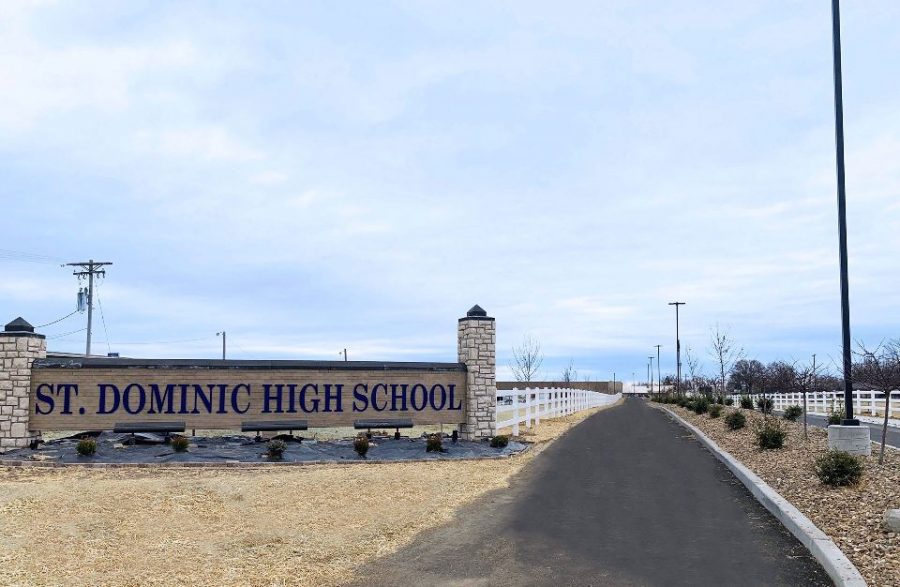 The new St. Dominic High School sign welcoming all to our school.