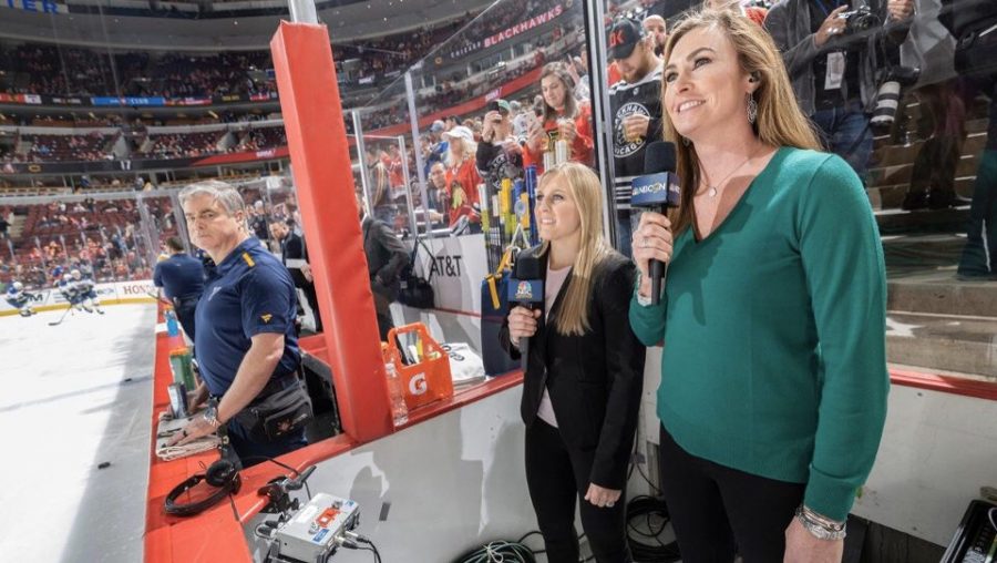 The Blues and Blackhawks celebrated International Women’s Day with female sports analysts.