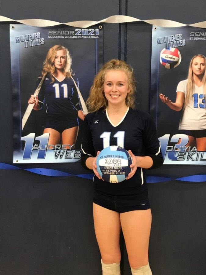 Creating records with a kill. Senior Audrey Weber get her 1000th career kill and is the first ever crusader to do so 