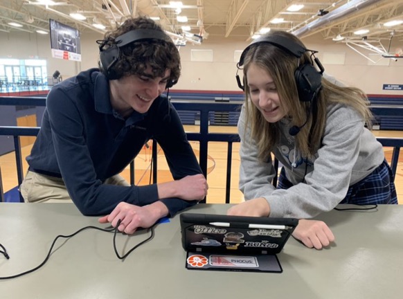 Max Williams and Emily Baird are the first St. Dominic students to take on sports broadcasting. 