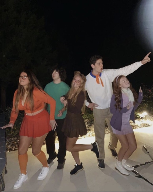 This gang of meddling seniors dressed as the group of mystery solving teenagers from the classic childhood TV show Scooby Doo, with Mckinley Curran as Velma, Breckyn Russell as Daphine, Sean Nolan as Shaggy, Zach Carff as Fred, and Macie Beggs as Scooby