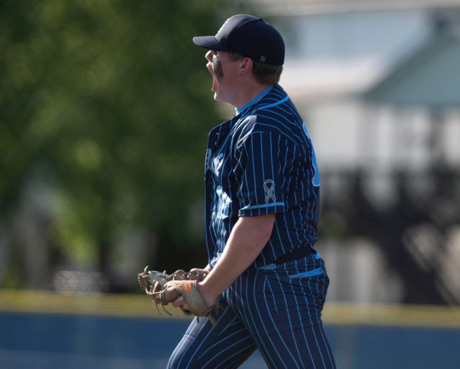 Kemp after throwing a key strike out against Borgia on 4/26.