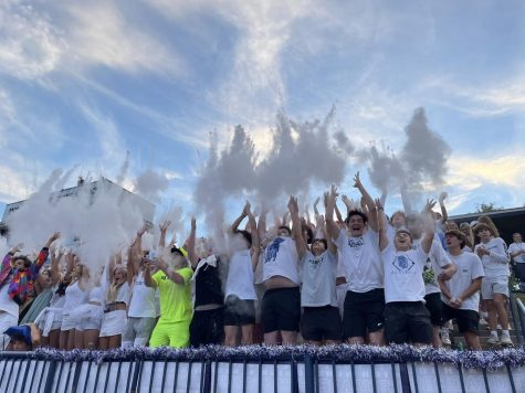 Students show up for homecoming football game in there best white out etire.