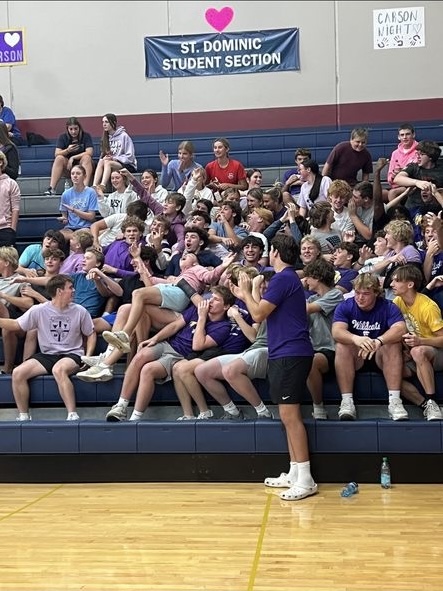 St. Dominic student section cheering on the lady crusaders 