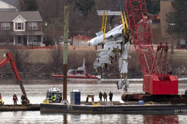 Plane parts are being salvaged after collision over the Potomac